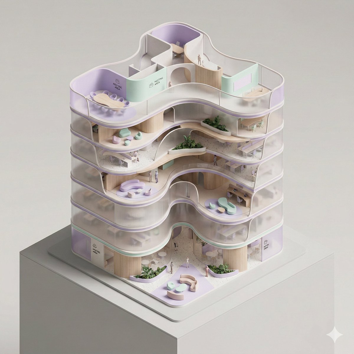 Conceptual Isometric Office Tower Model — example 2
