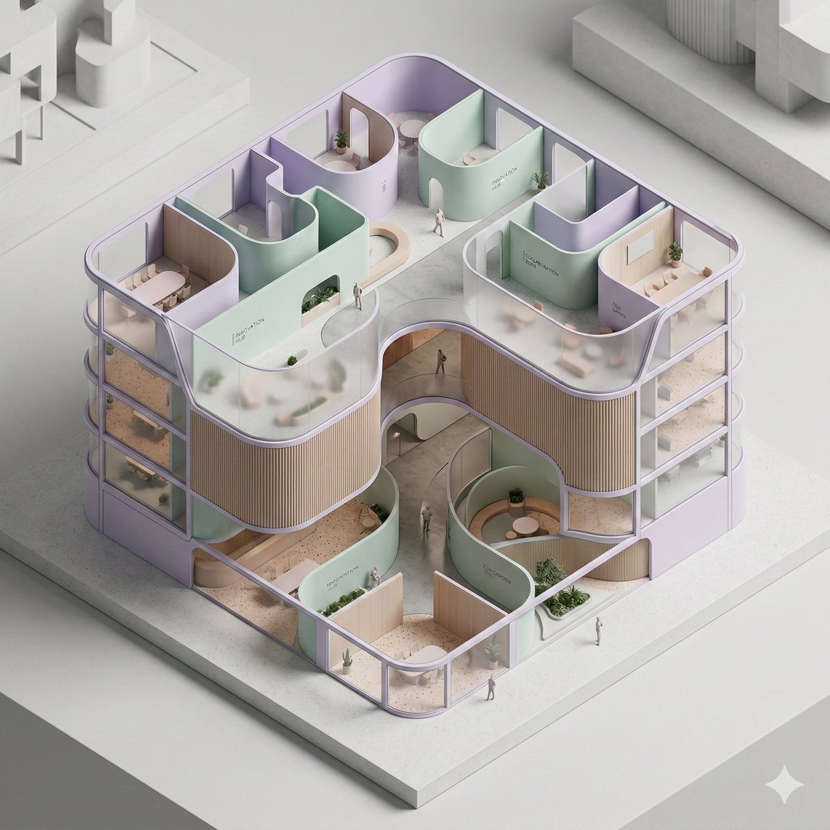 Conceptual Isometric Office Tower Model — example 3