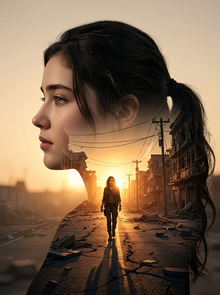 Cinematic Double Exposure Portrait — example 1