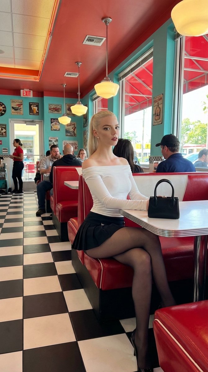 Anya Taylor-Joy Retro Diner Fashion Shoot — example 2