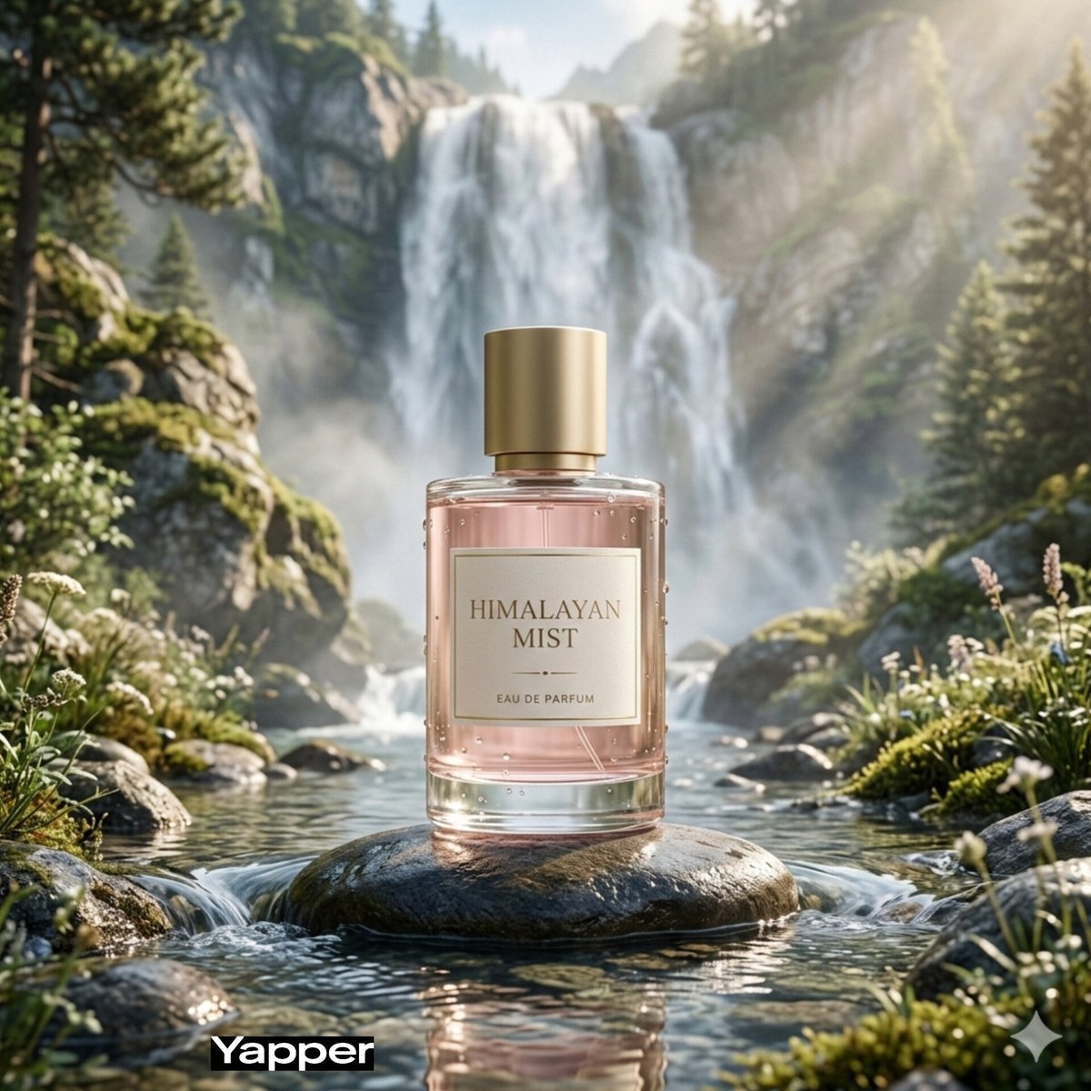 Dreamy Luxury Perfume Photography in Nature Prompt — example 1