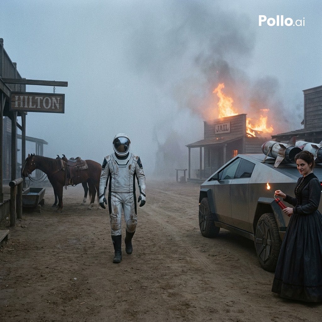 Wild West Sci-Fi Time Travel Scene Prompt