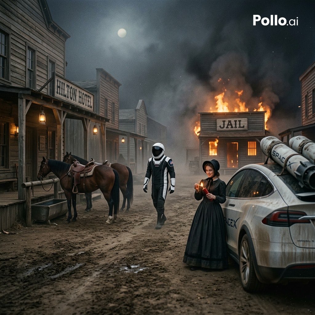 Wild West Sci-Fi Time Travel Scene Prompt — example 2