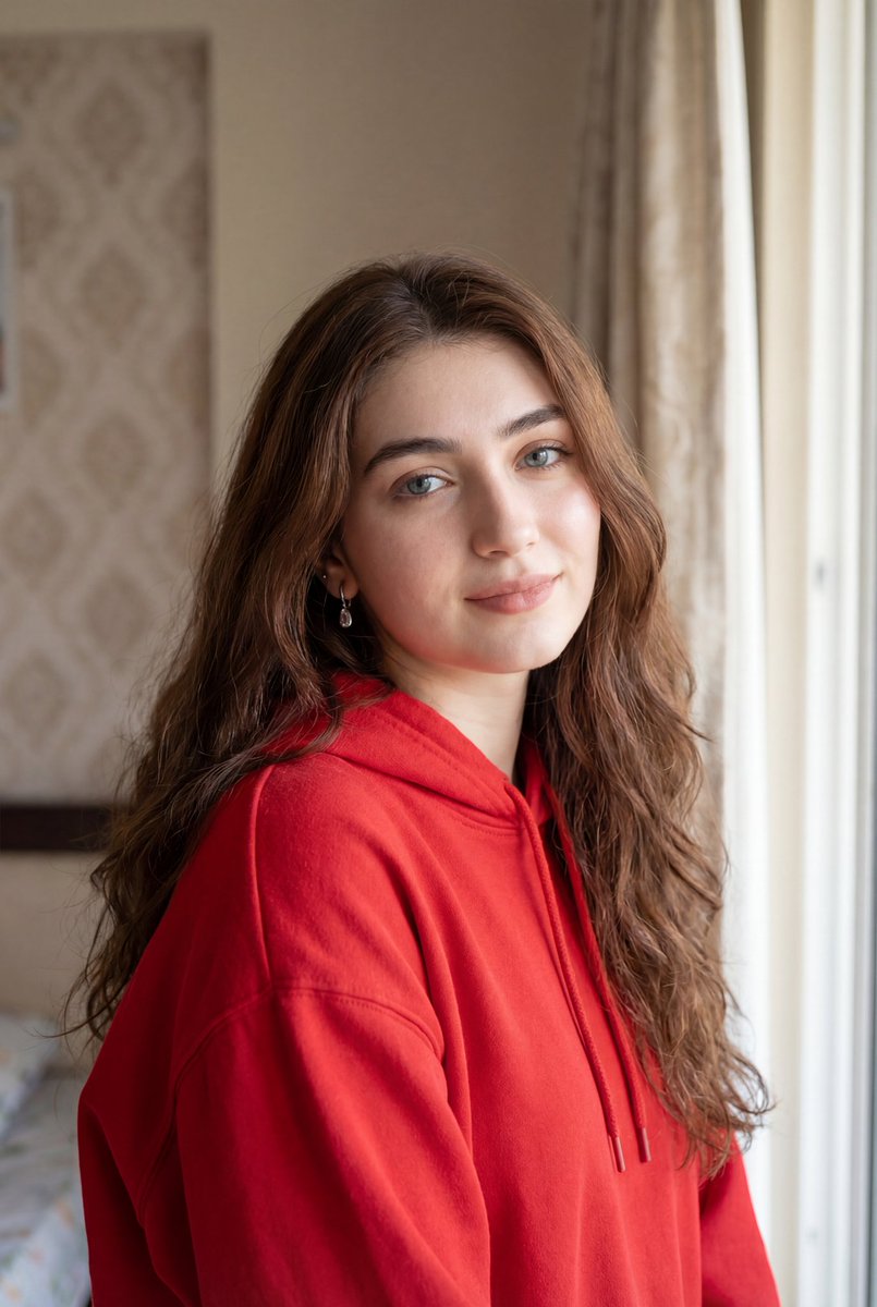 Ultra-Realistic Natural Light Portrait in Cozy Bedroom — example 1