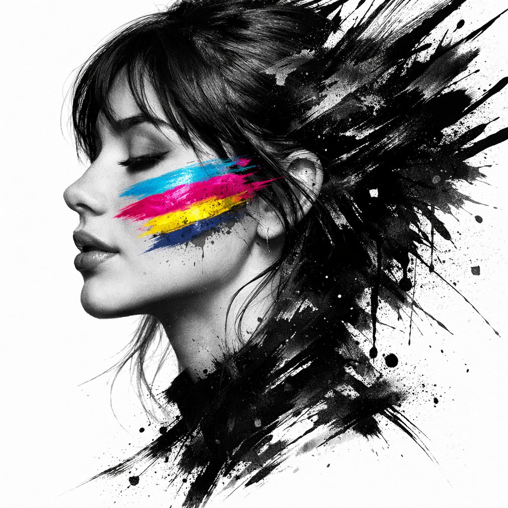 High-Contrast Abstract Mixed Media Portrait Prompt — example 2