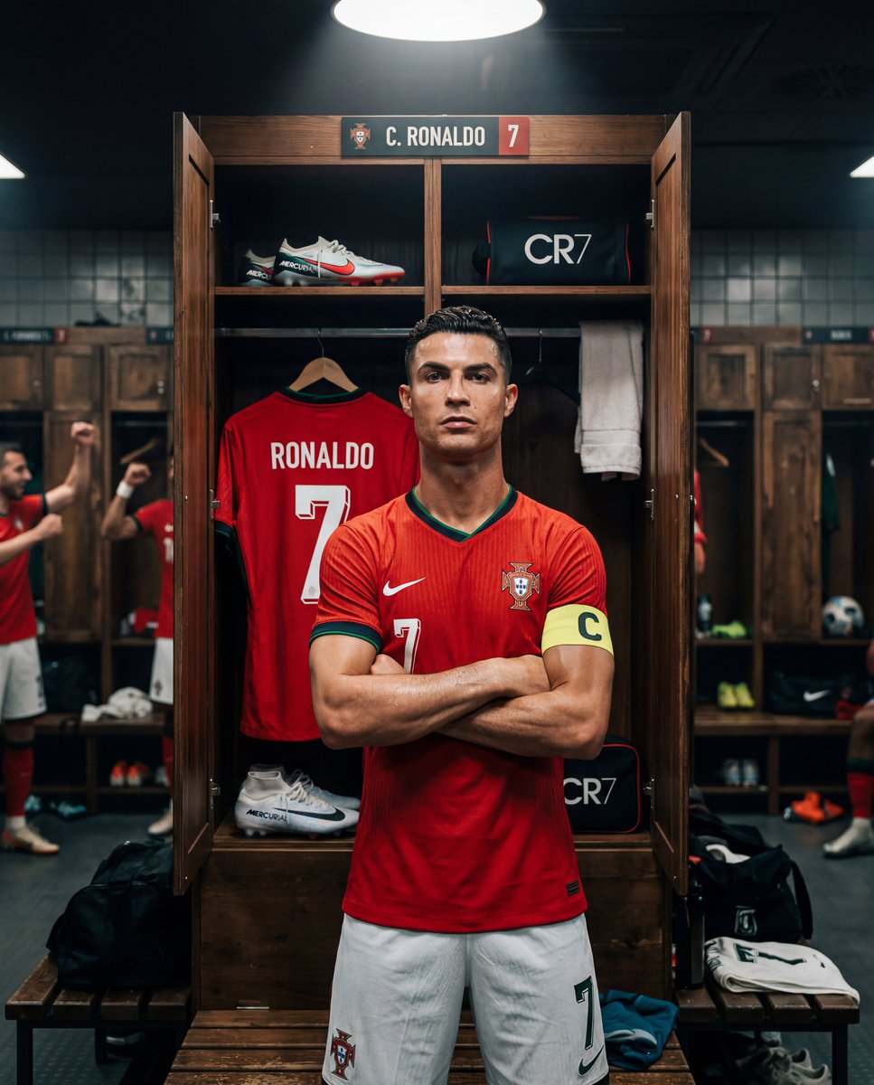 Cinematic Cristiano Ronaldo Locker Room Portrait — example 1