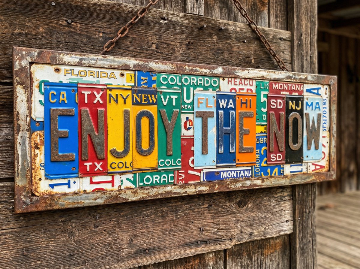 Distressed License Plate Sign — example 1