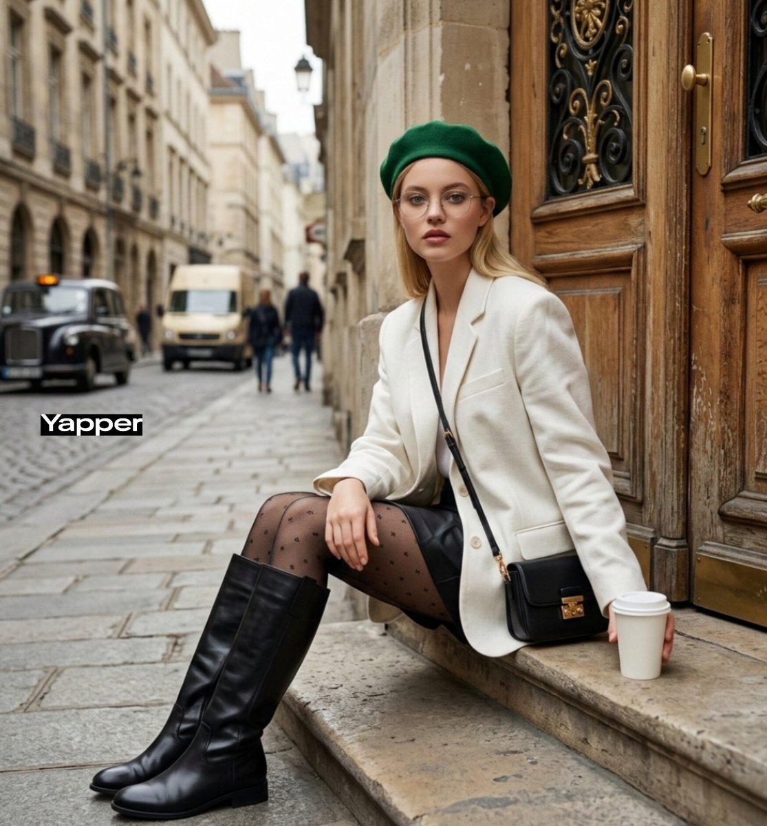 Forced-Perspective Street Fashion Photo Prompt — example 2