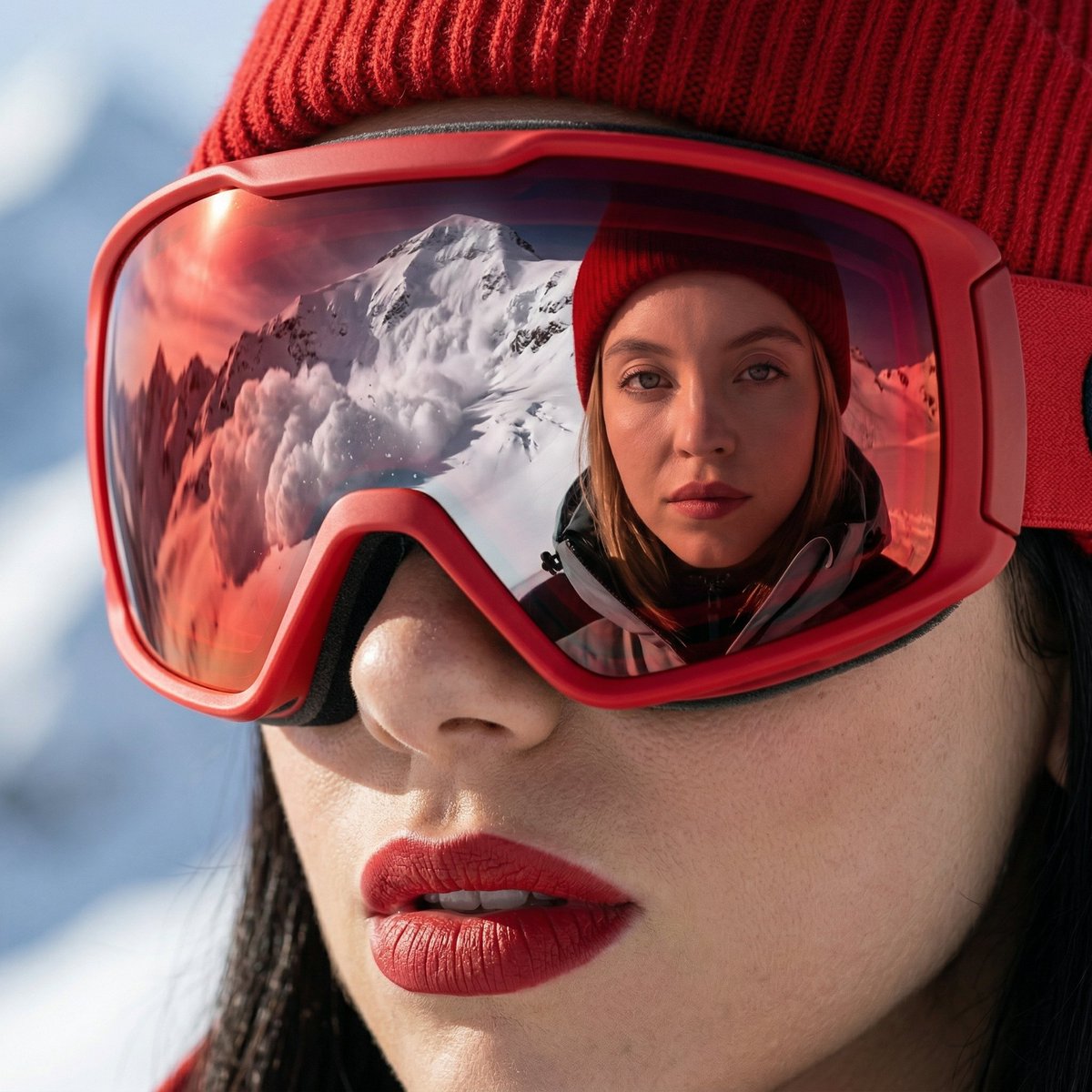 Alpine Thriller Fashion Close-up with Reflection — example 1