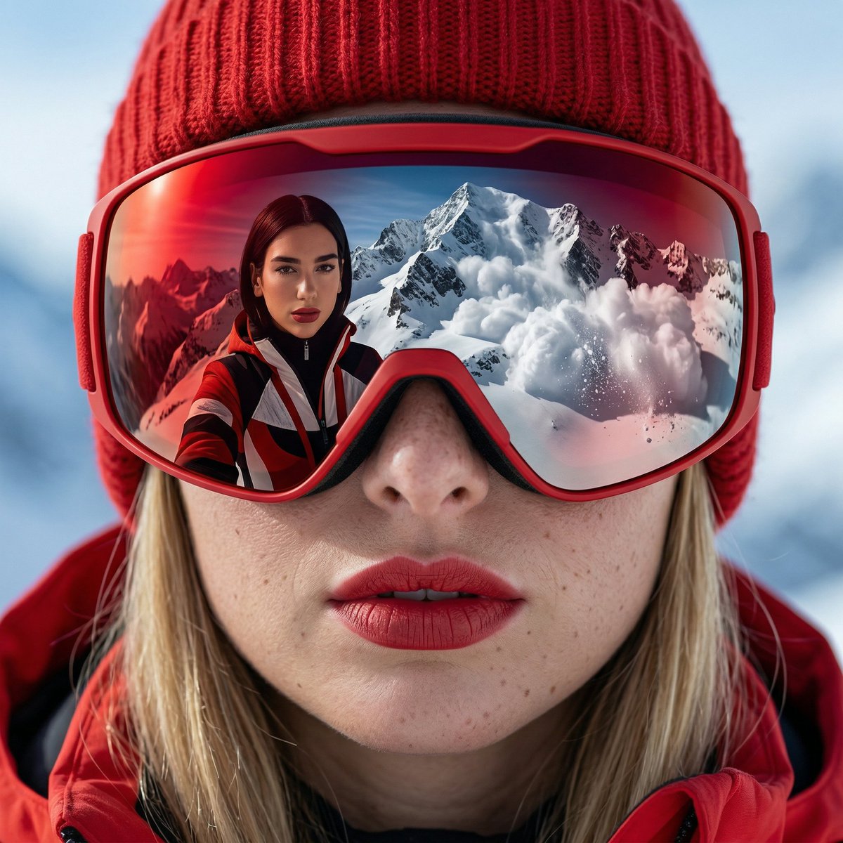 Alpine Thriller Fashion Close-up with Reflection — example 2
