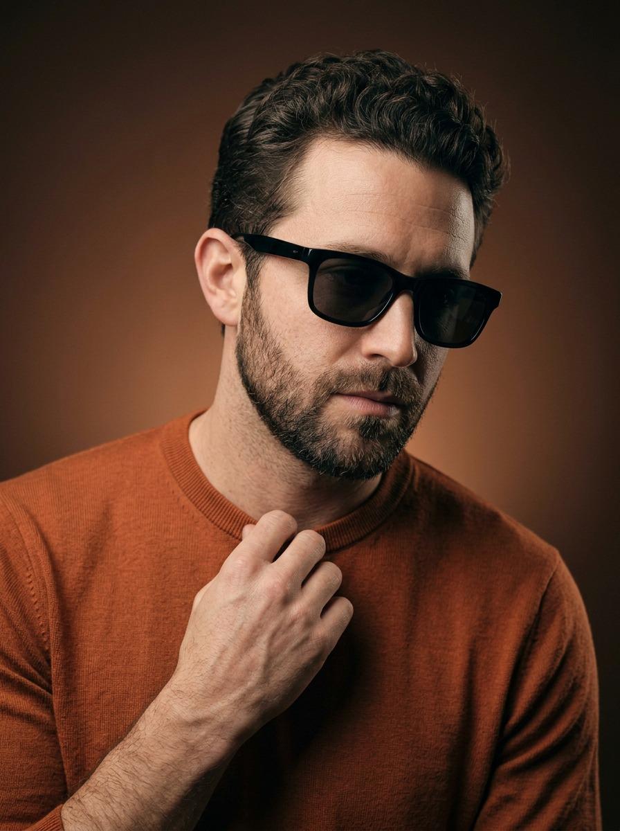 Cinematic Portrait of a Stylish Man in Burnt Orange — example 1