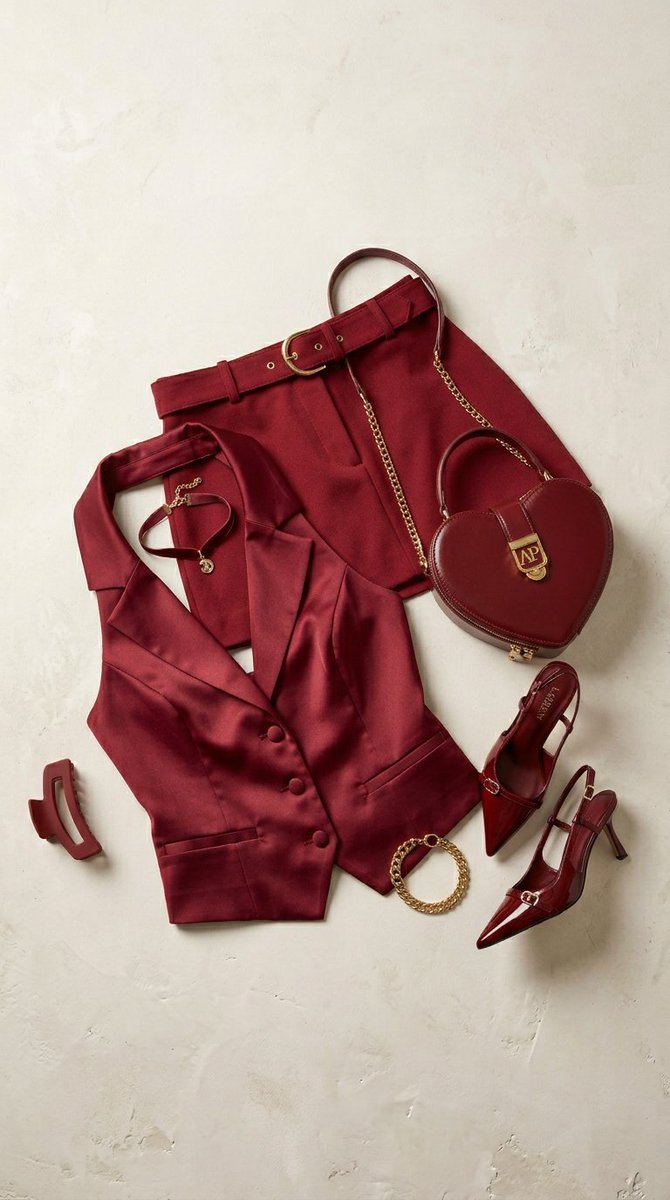 Crimson Fashion Editorial Studio Look Integration Prompt — example 1