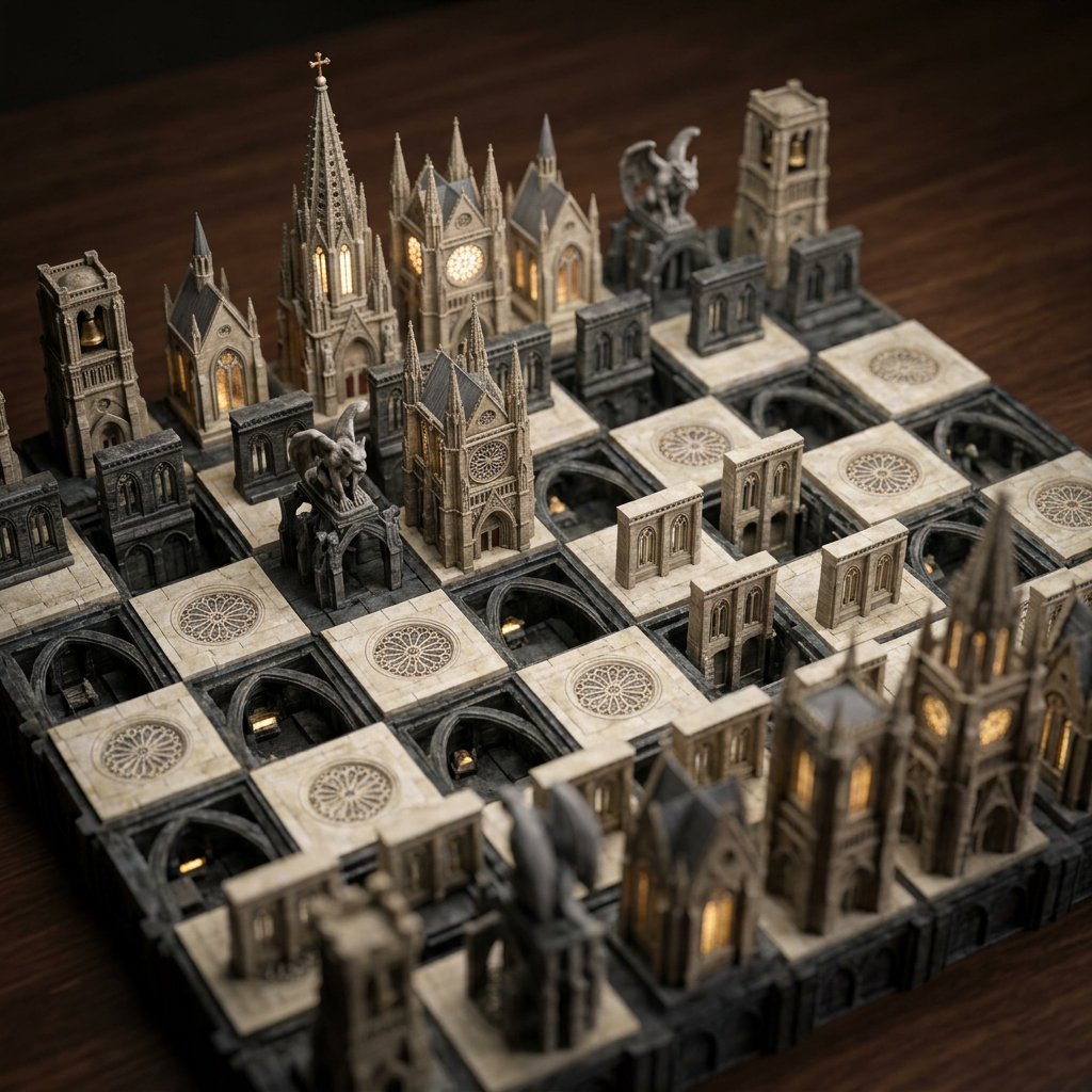 Custom Architectural Chessboard Diorama Prompt Template