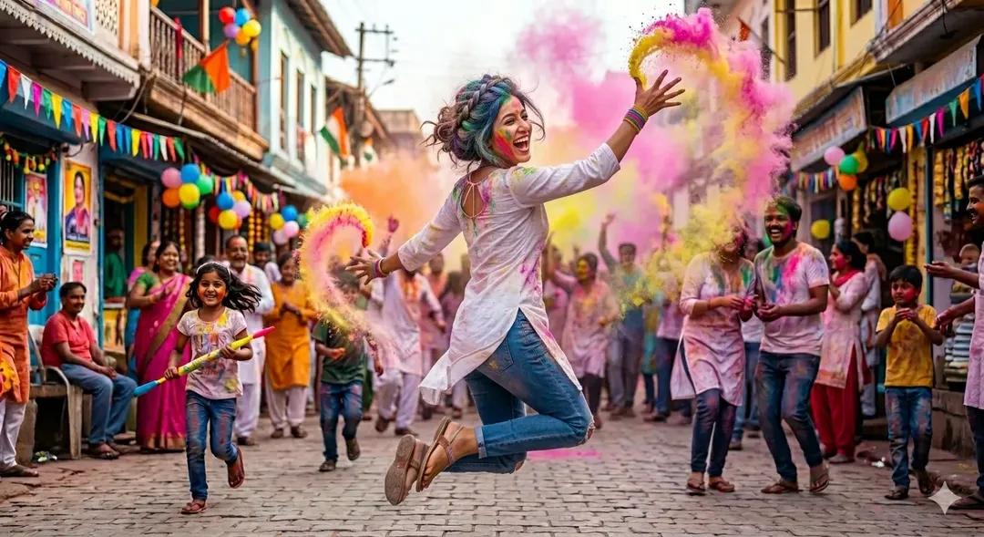 Holi Festival Cinematic Photography Prompt (JSON Format)