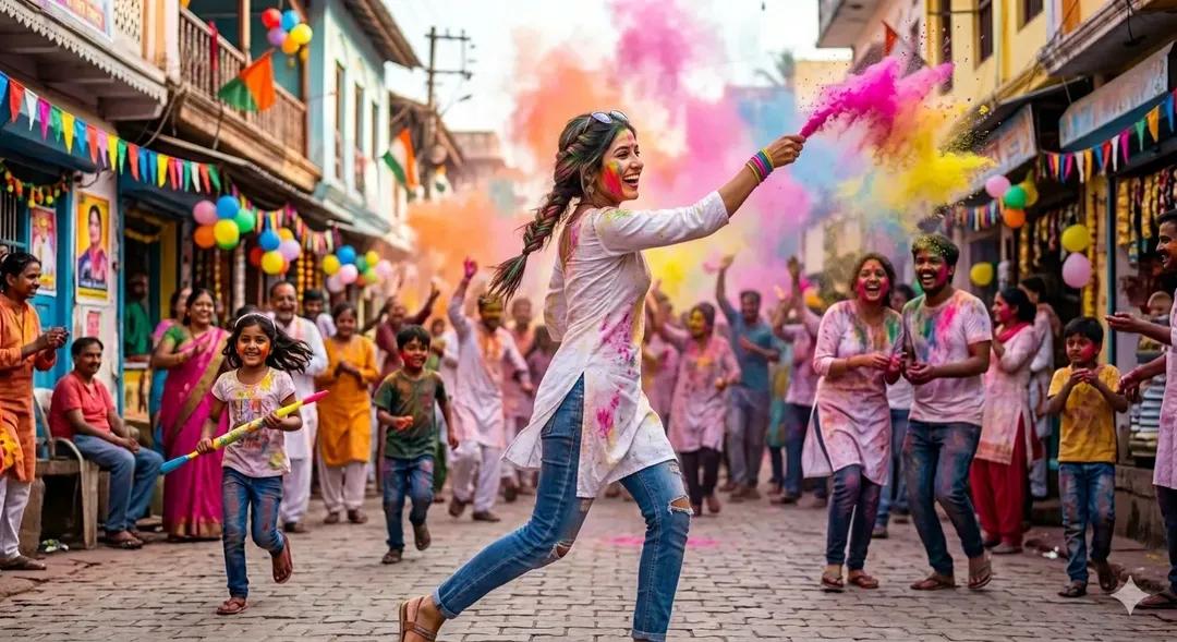 Holi Festival Cinematic Photography Prompt (JSON Format) — example 3