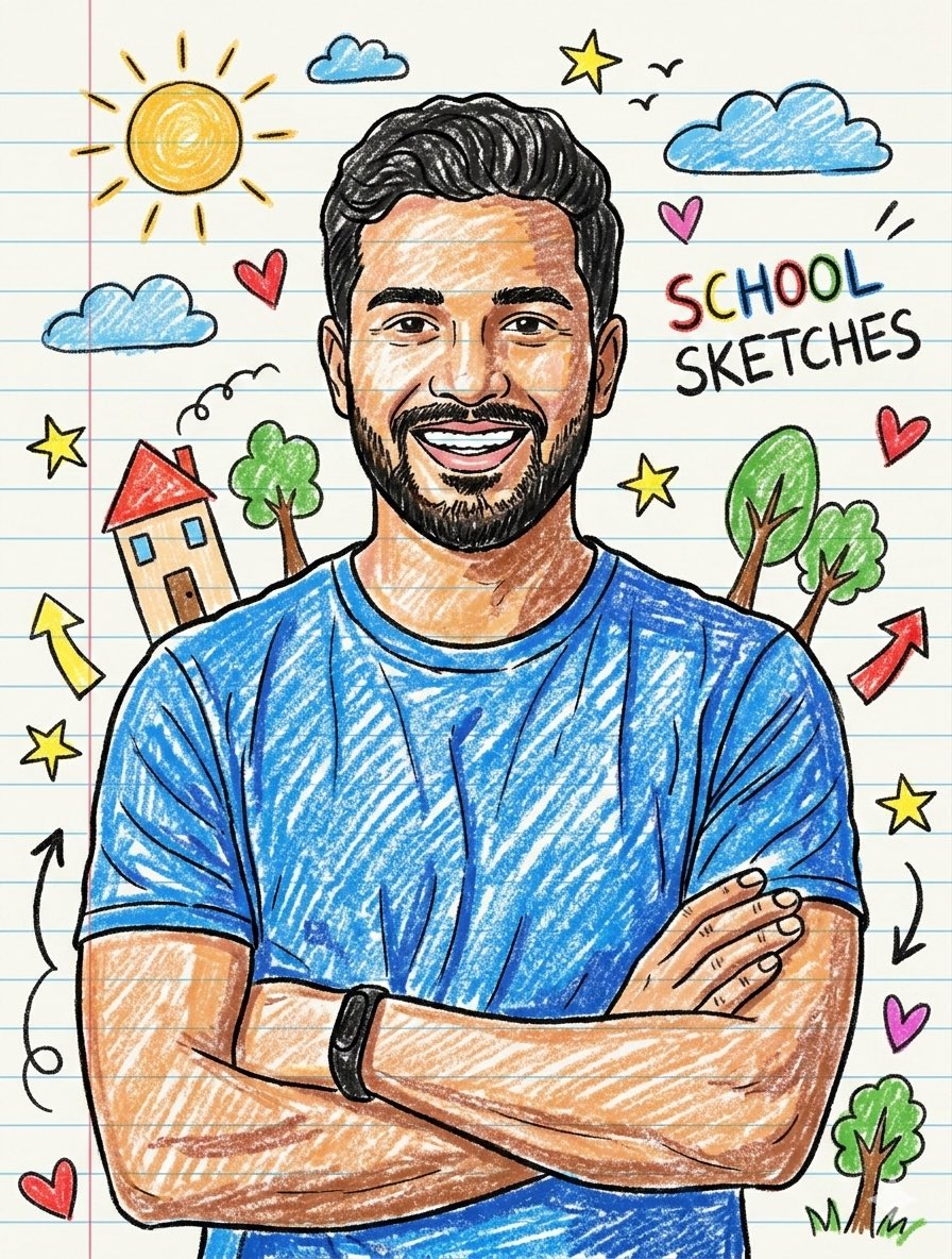 Playful Crayon Drawing Notebook Style Prompt