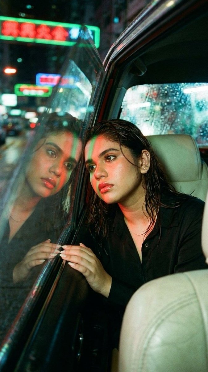 Wong Kar-wai Style Portrait in Taxi — example 1