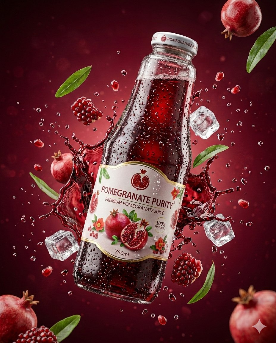 3D Commercial Shot of Cherry Juice Bottle — example 1