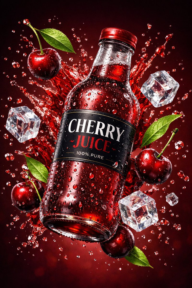 3D Commercial Shot of Cherry Juice Bottle — example 2
