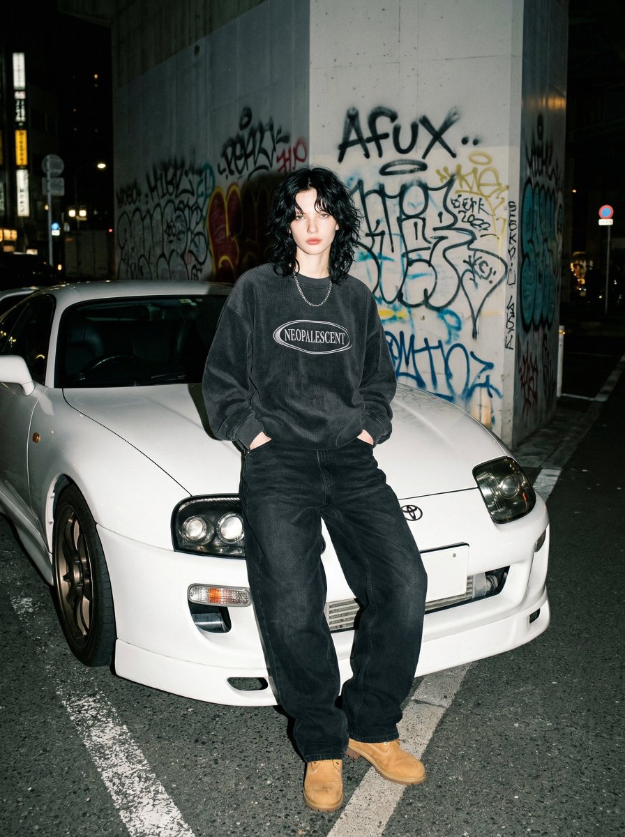90s Streetwear Portrait with Toyota Supra MK4 — example 1