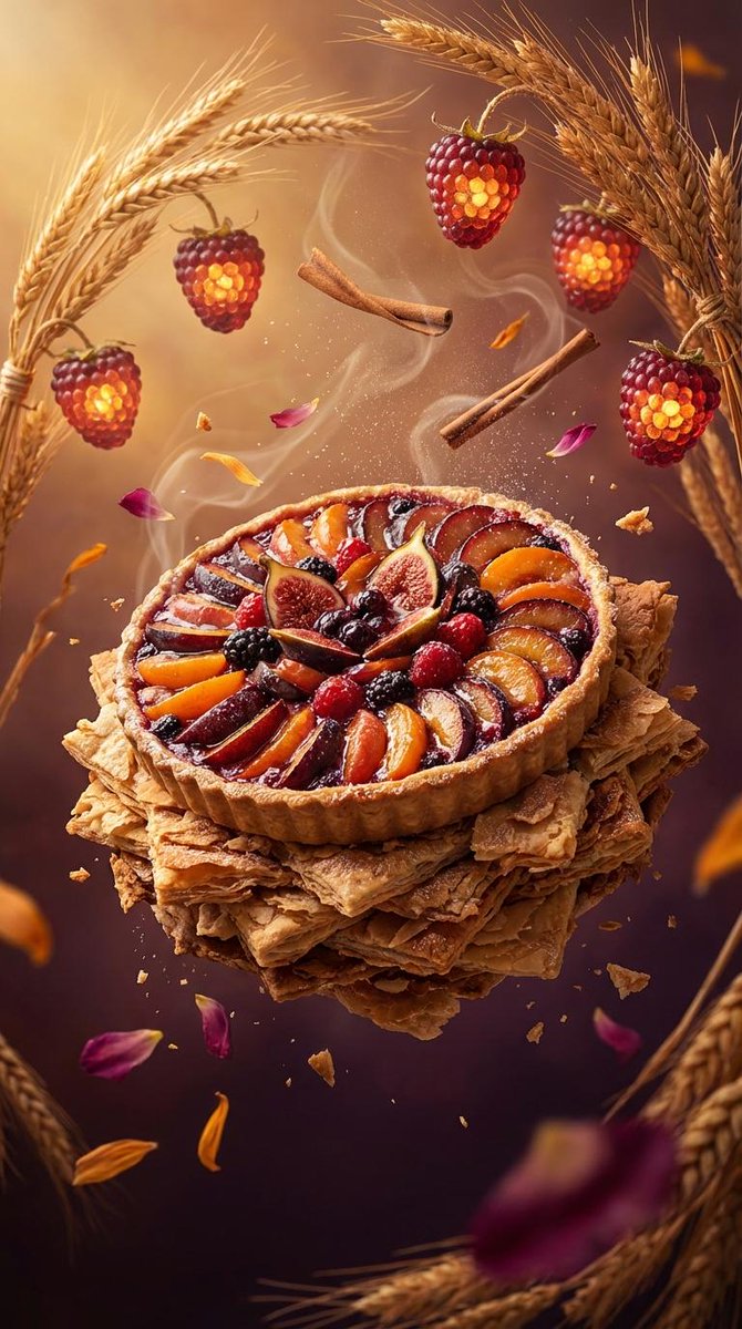 Rustic Fruit Tart Floating in a Dream Orchard (Video Prompt) — example 1