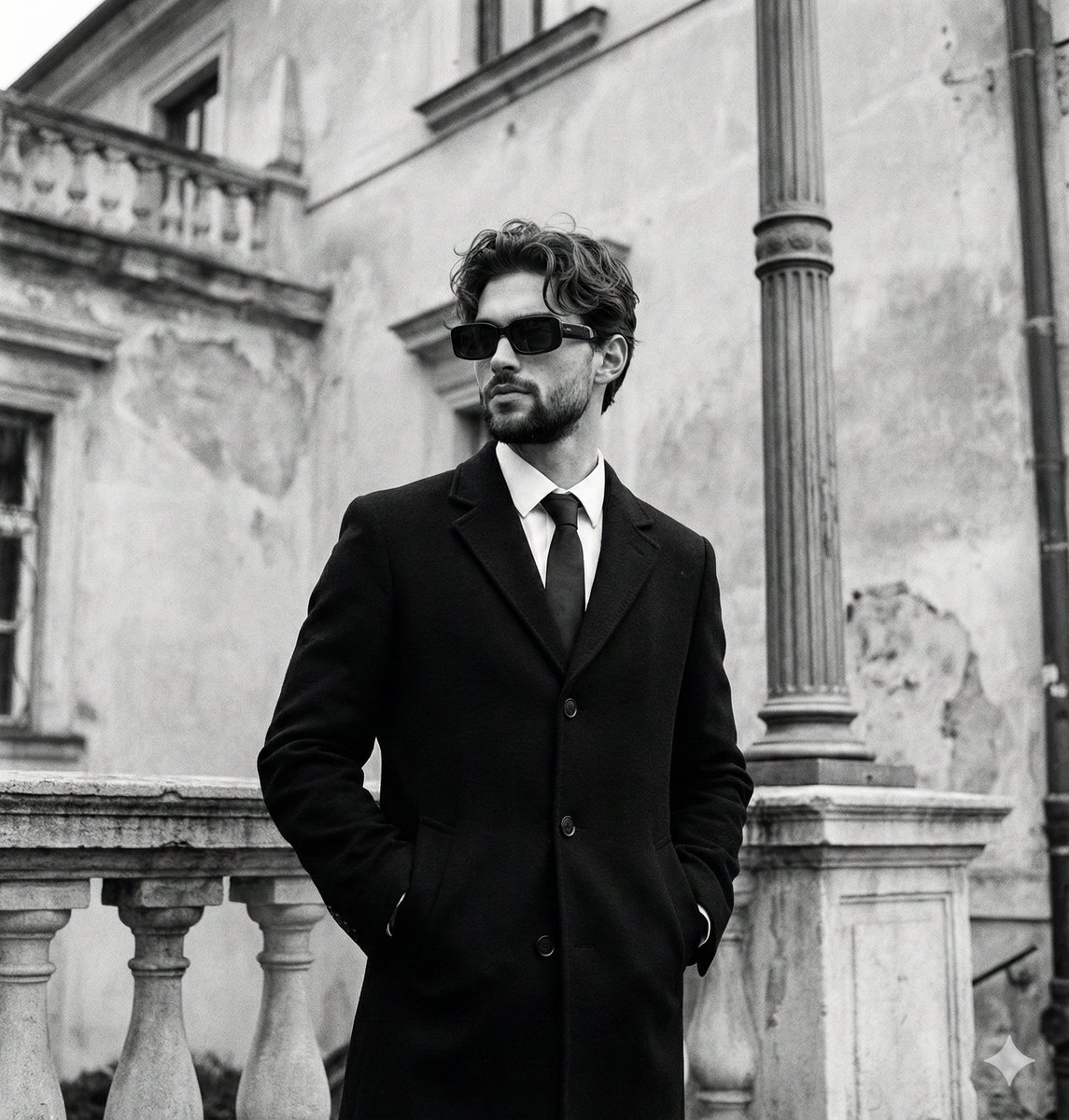 Monochromatic Editorial Portrait of a Stylish Man — example 1