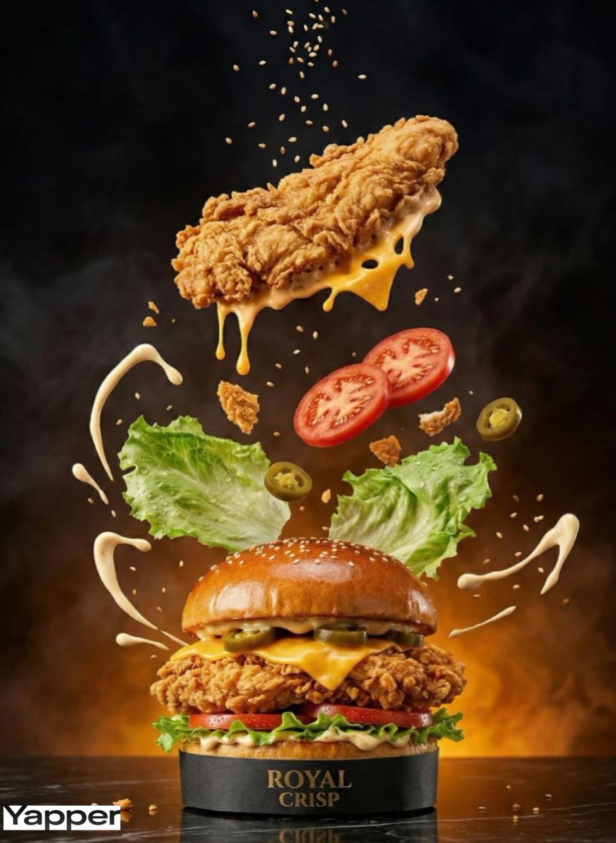 Luxury Chicken Burger Ingredient Explosion Commercial — example 1