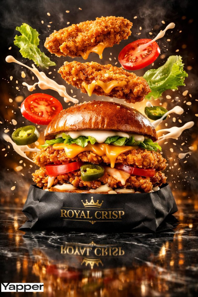 Luxury Chicken Burger Ingredient Explosion Commercial — example 2