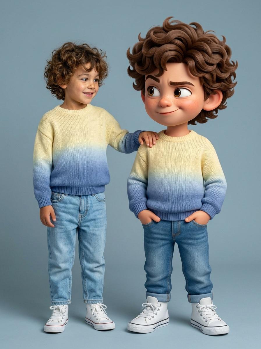 Human and Pixar Character Duplication Prompt — example 1