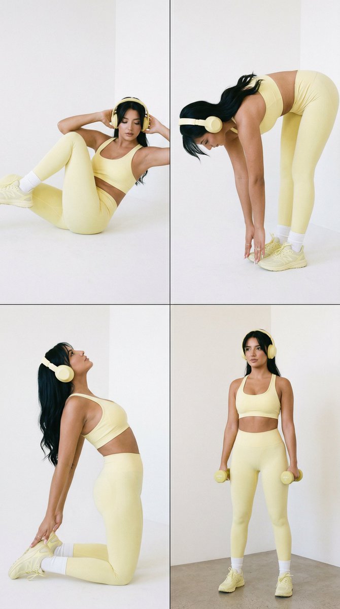 Nano Banana Pro Fitness Editorial Grid Prompt (Yellow Activewear, Identity Locked) — example 1