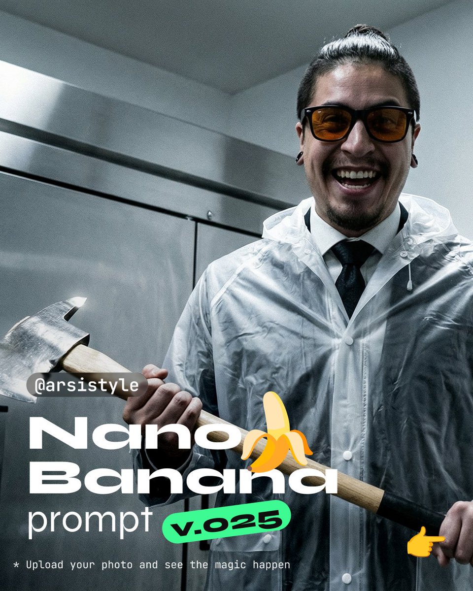 Clinical, High-Contrast Portrait with Axe and Raincoat Prompt