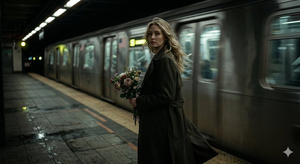 Cinematic Night Scene on Subway Platform