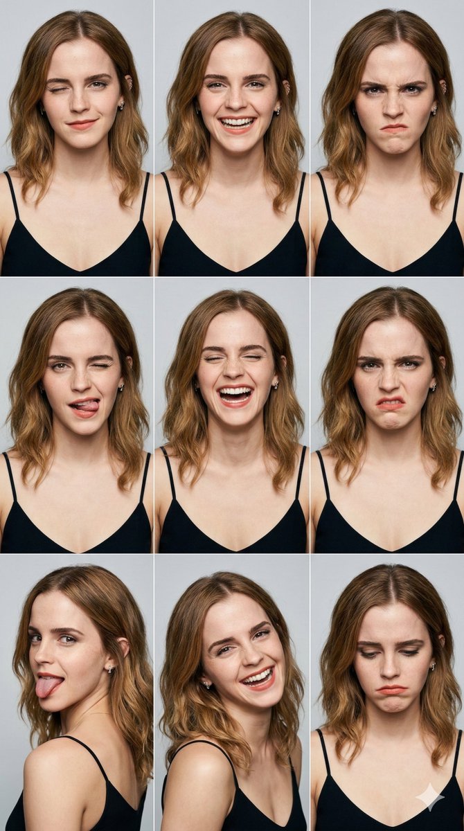 3x3 Grid Portrait Photos with Differentiated Expressions — example 1
