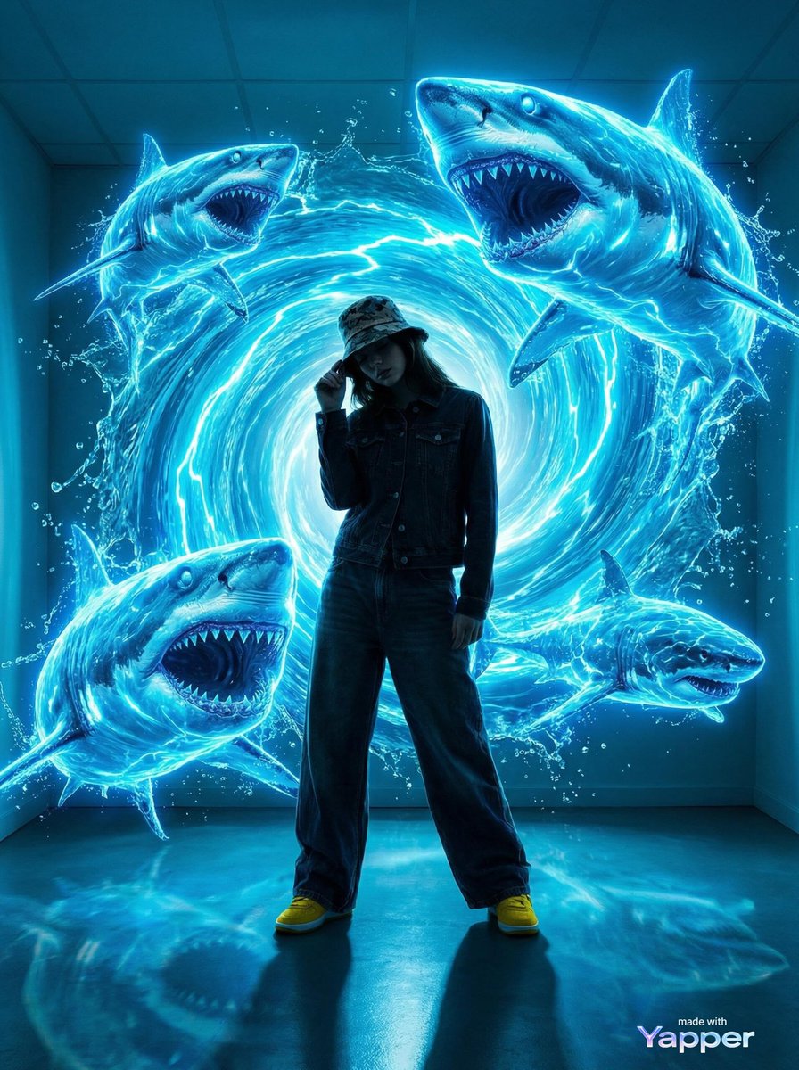 Urban Fantasy Summoning Scene with Liquid Sharks — example 1
