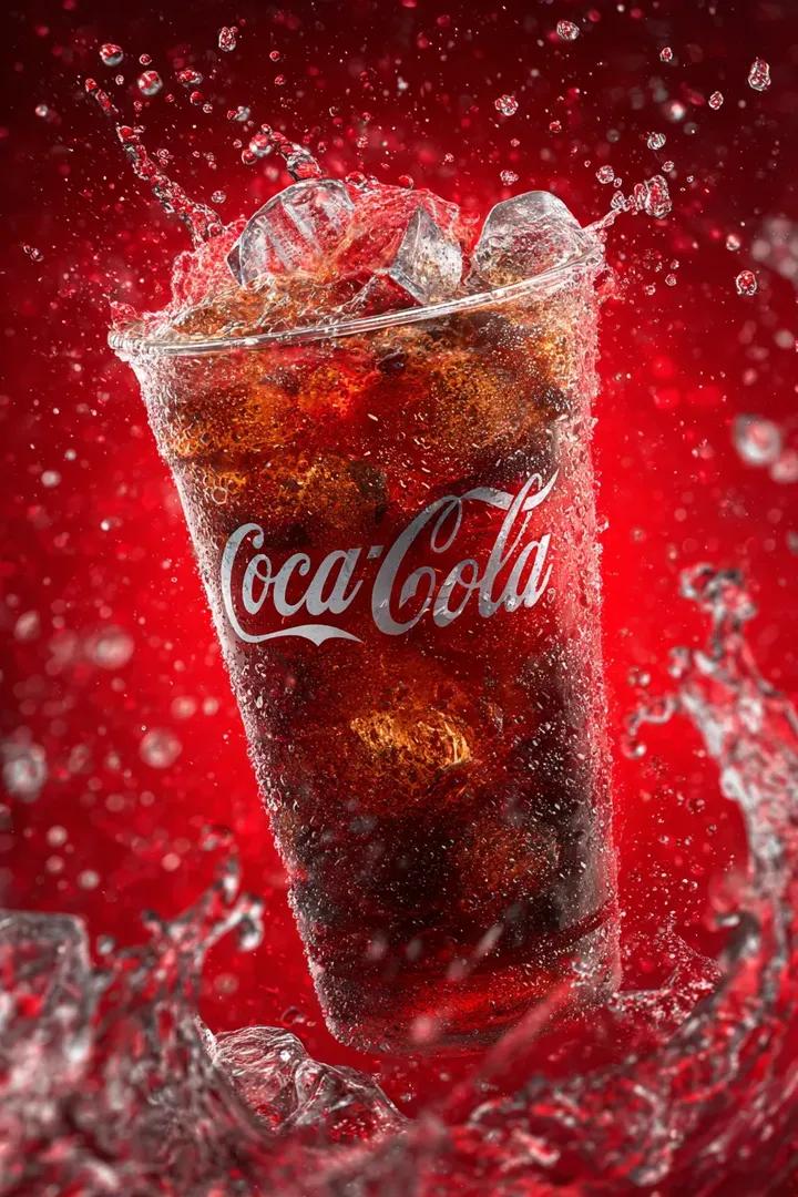 Coca Cola Product Photography with Splashes — example 1