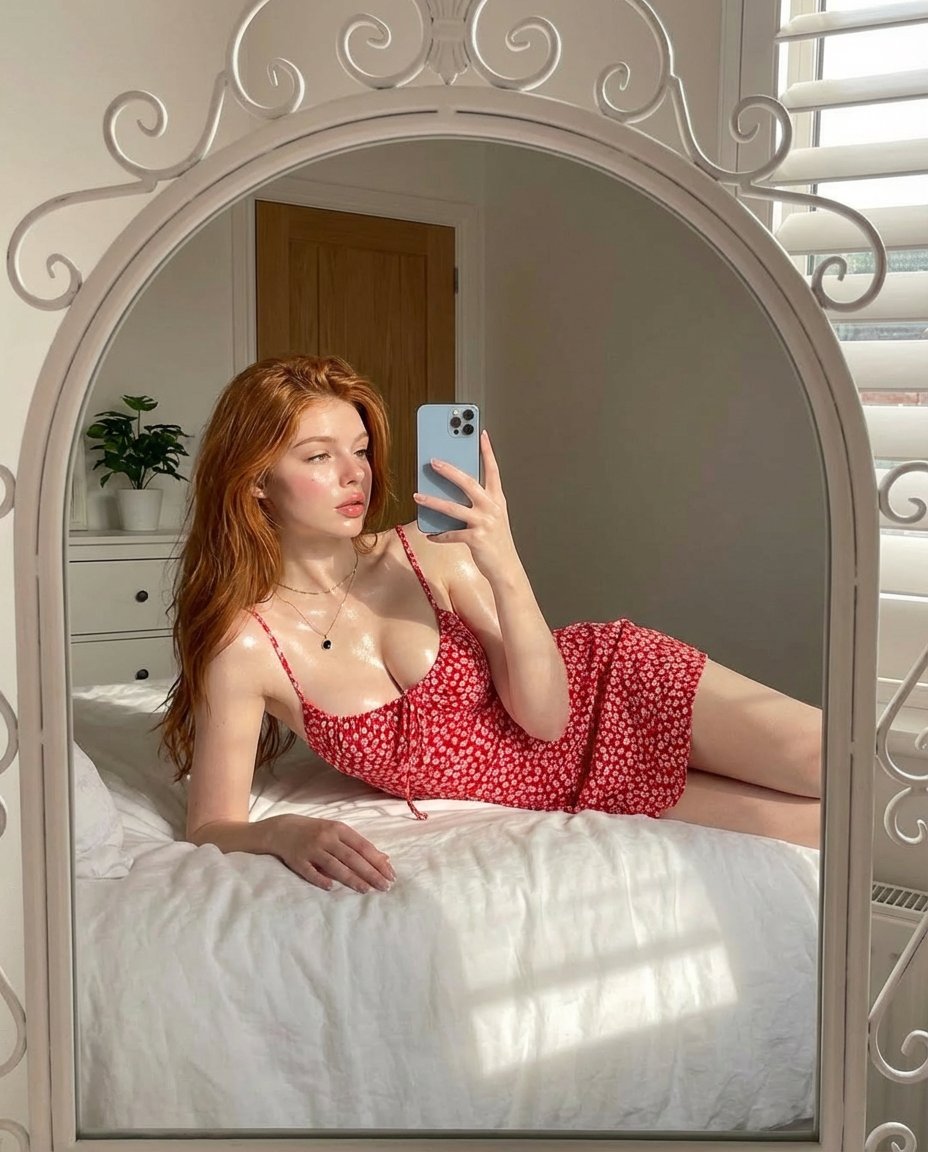 Aesthetic Mirror Selfie in Sunlight — example 1