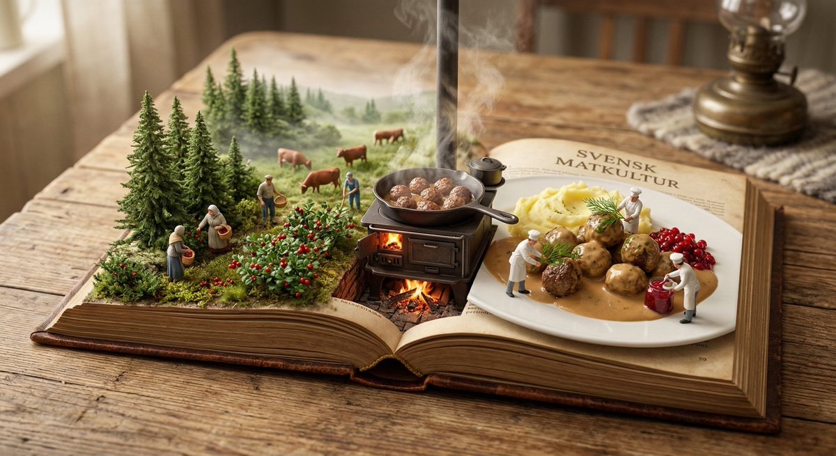 Culinary Pop-Up Book Diorama of Swedish Meatballs