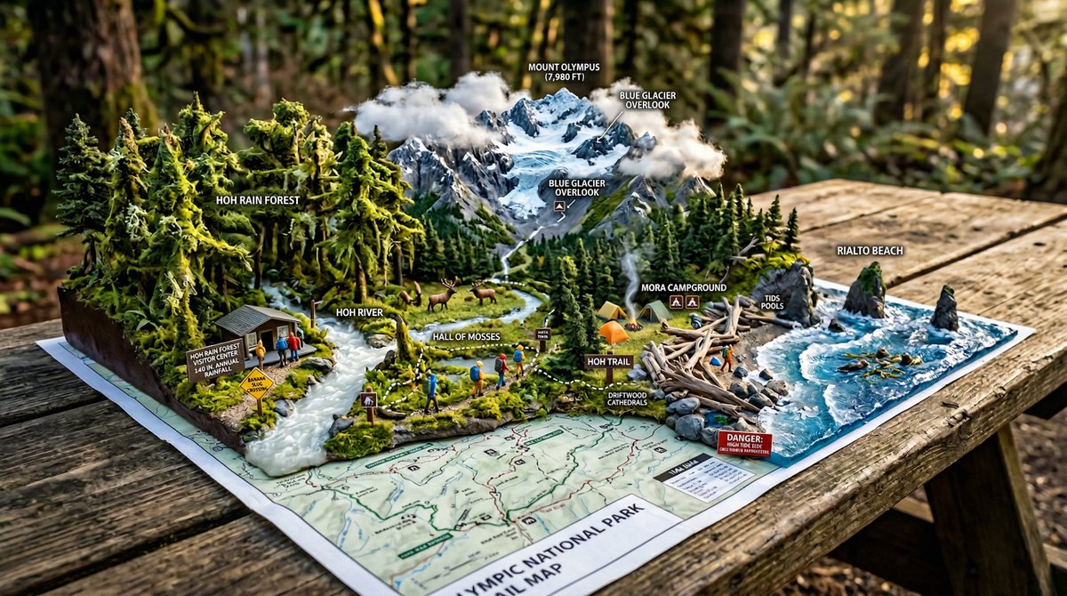 National Park Trail Map Miniature Ecosystem Diorama — example 1
