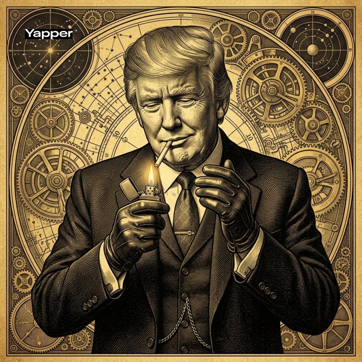 Vintage Engraving of Donald Trump as a Gangster — example 1