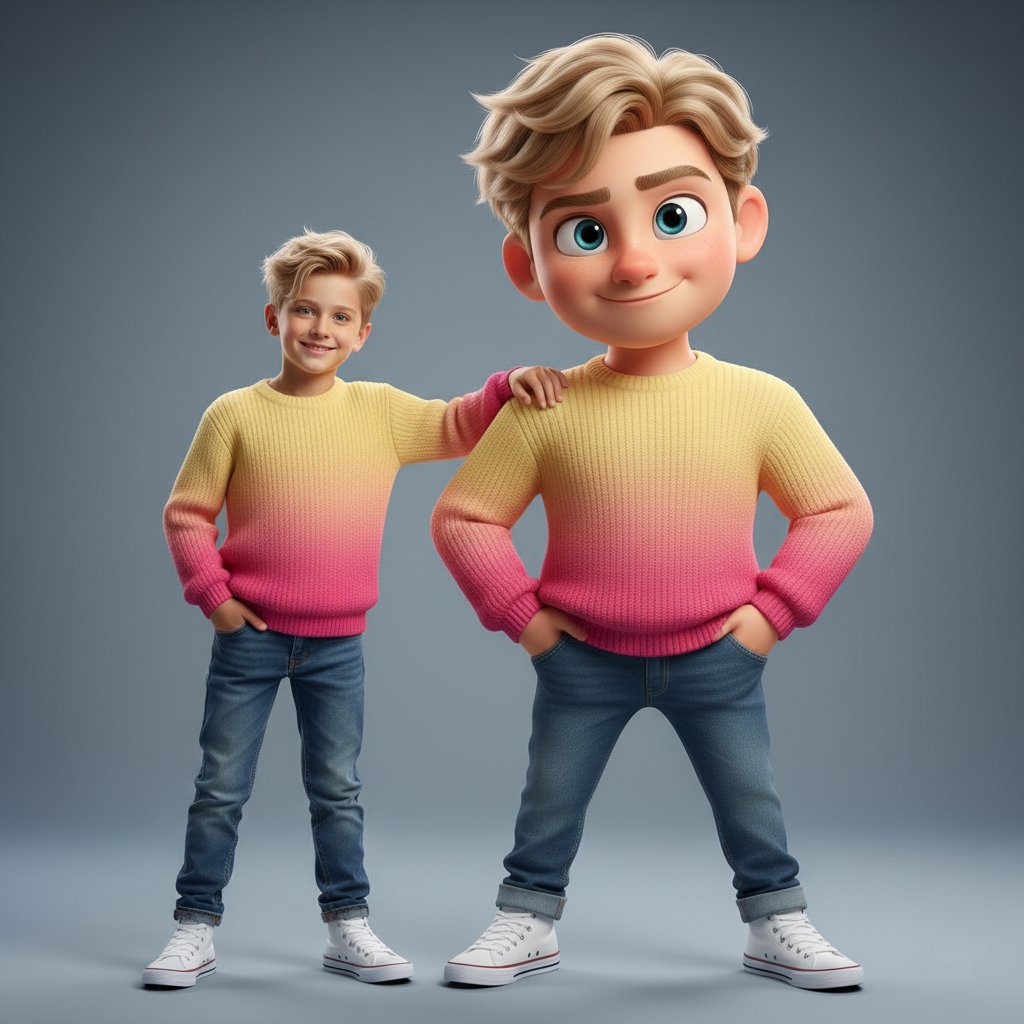 Hyper-Realistic Photo of Person and Pixar Double (Identity Lock) — example 1