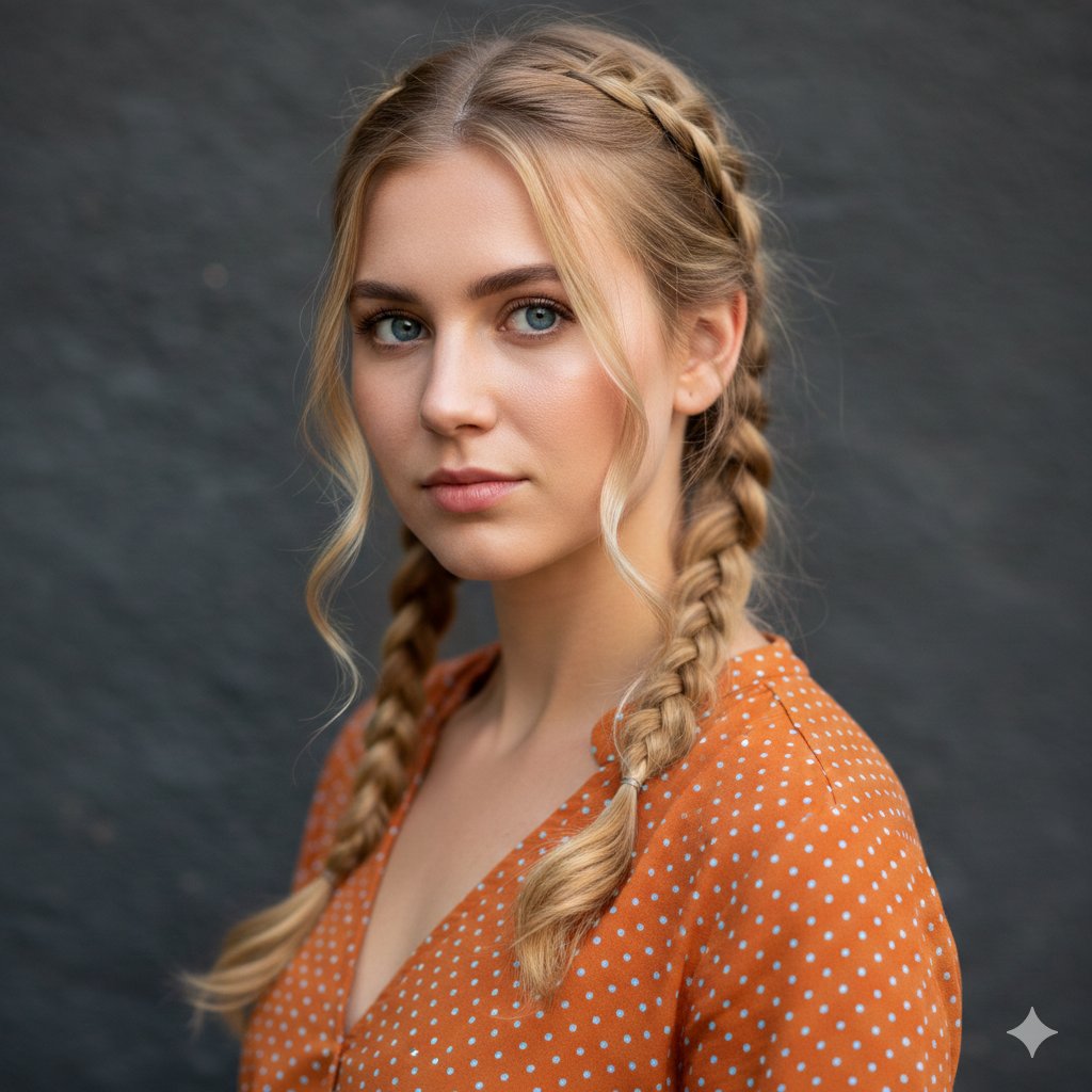 Cinematic Portrait of Woman with Braids — example 2