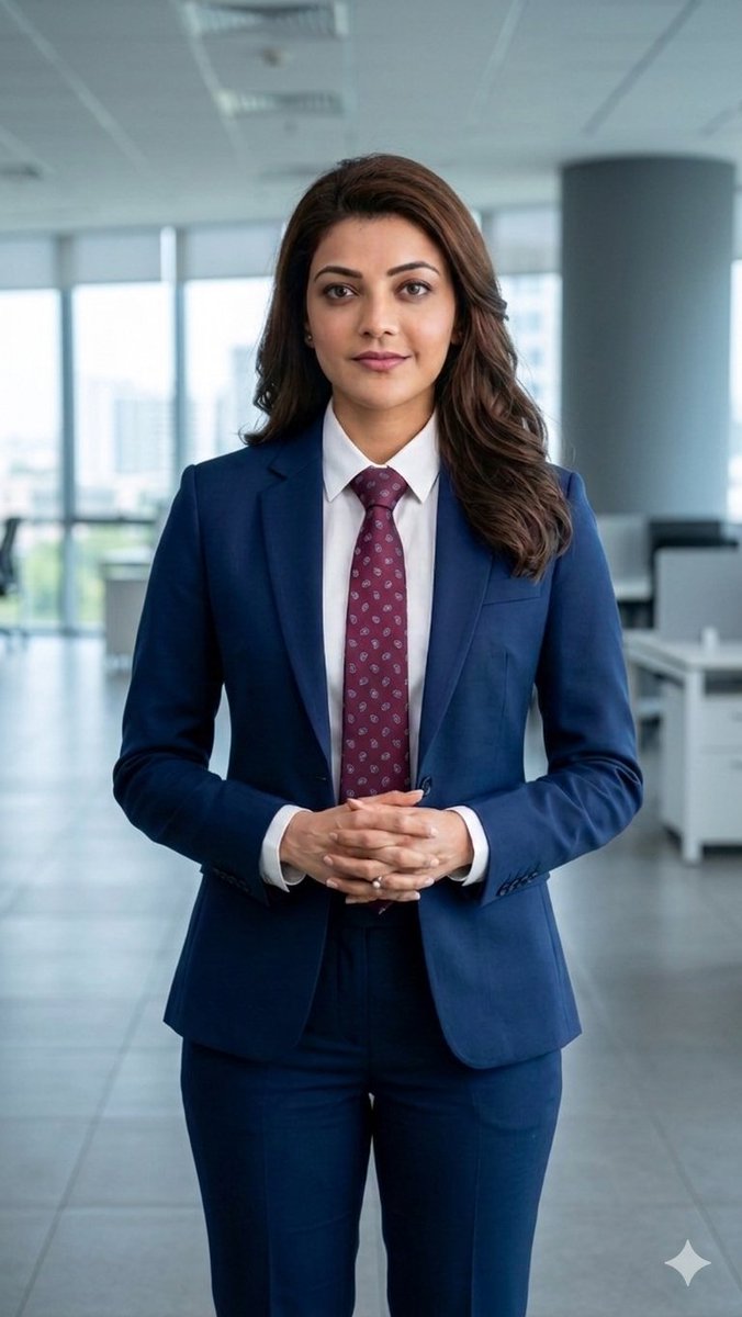 Business Woman in Navy Suit Portrait