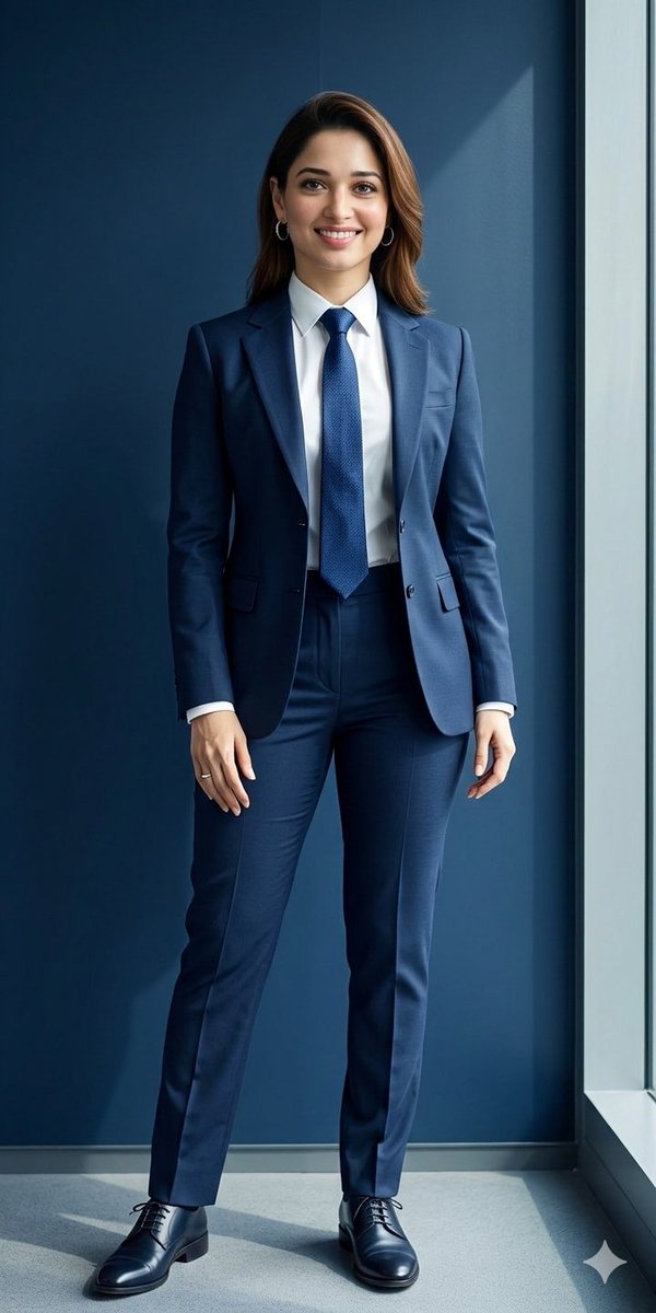 Business Woman in Navy Suit Portrait — example 3