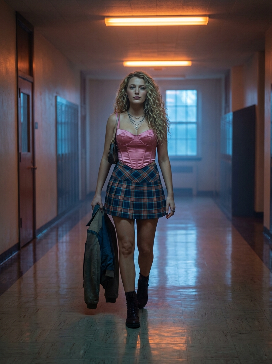 Y2K Schoolgirl Portrait Resembling Blake Lively — example 2