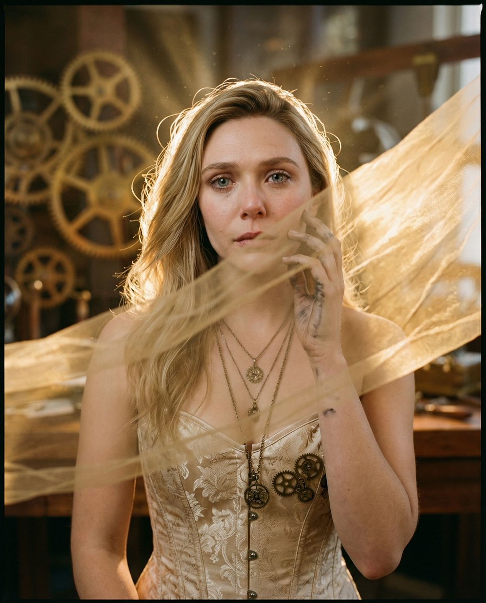 Elizabeth Olsen: Golden Sorrow of Time Editorial Portrait — example 1