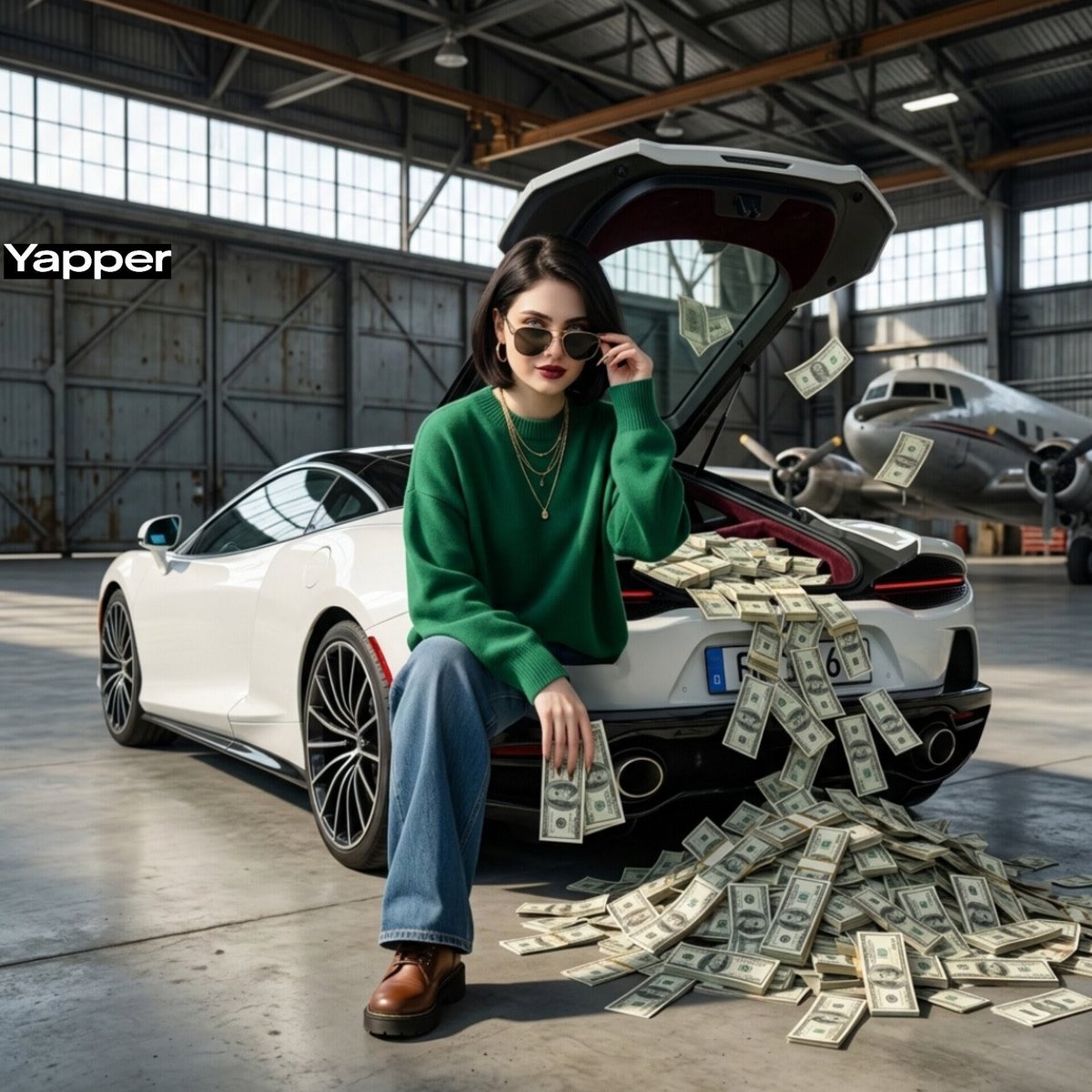 Cinematic Hangar Photo Prompt — example 1