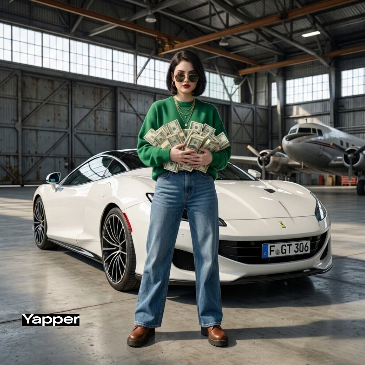 Cinematic Hangar Photo Prompt — example 2