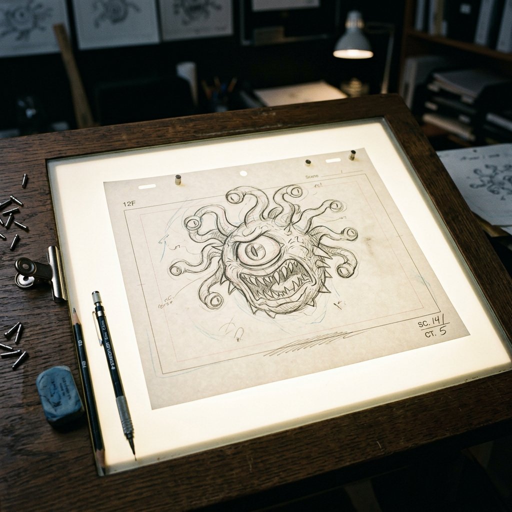 Classic Animation Light Table Prompt — example 1