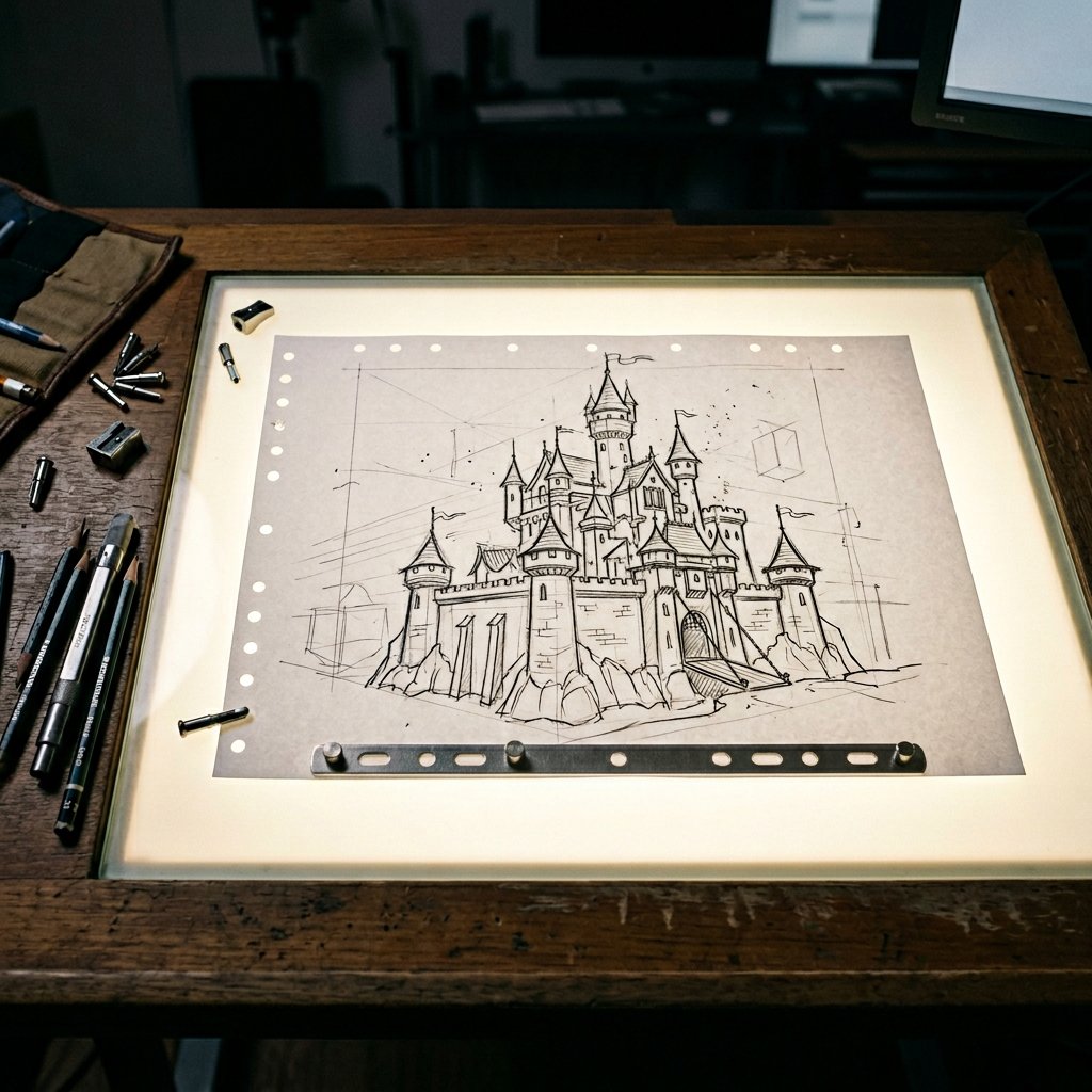 Classic Animation Light Table Prompt — example 2