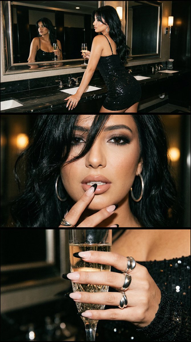 Luxury Beauty Nightlife Triptych with Identity Lock — example 1